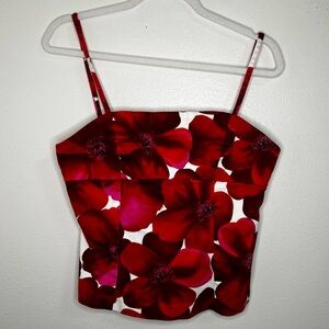 Guess red floral print tank top